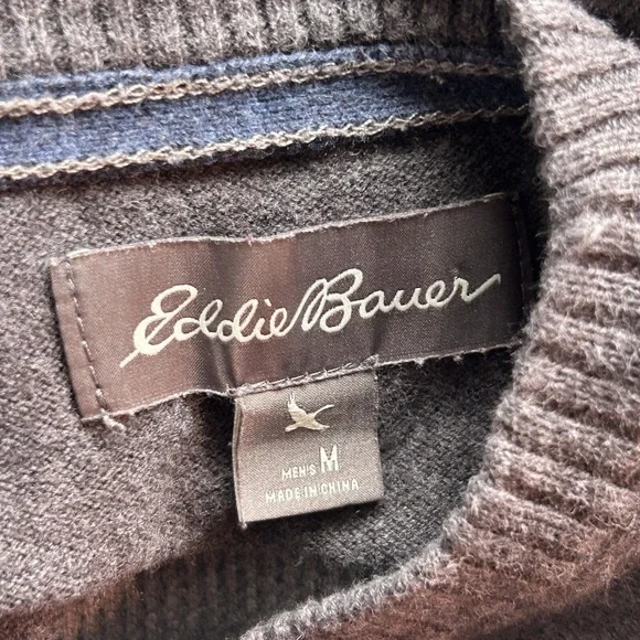 Eddie Bauer‎ Wool Waffle Knit Sweater Gray Medium - Picture 9 of 12